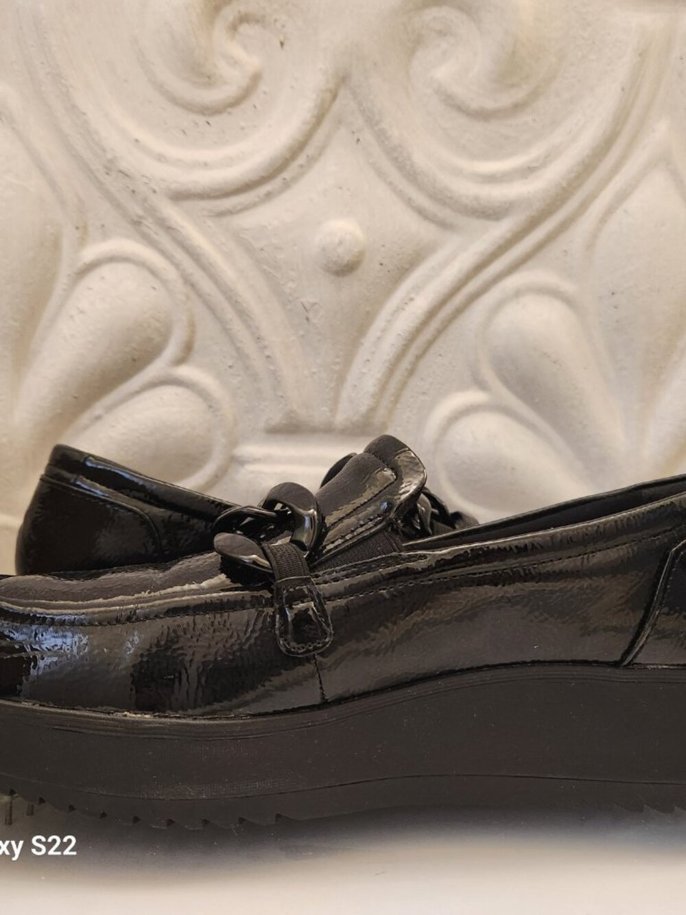 Clarks Black Patent "Zylah May" Crinkle Loafers. NIB. Size 10 - Picture 7 of 12